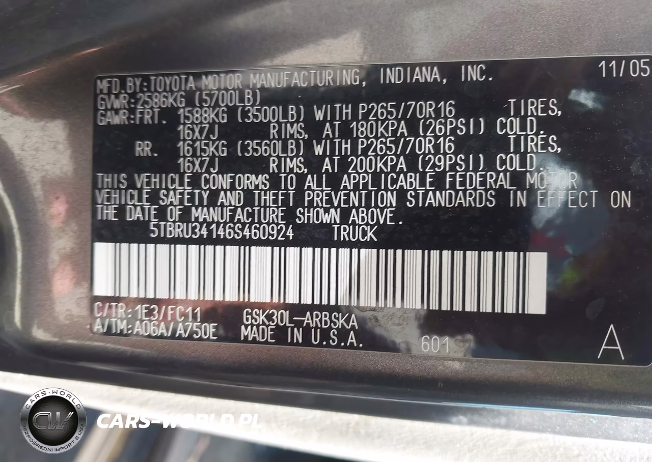 2006 Toyota Tundra Sr5 VIN:5TBRU34146S460924 - 9