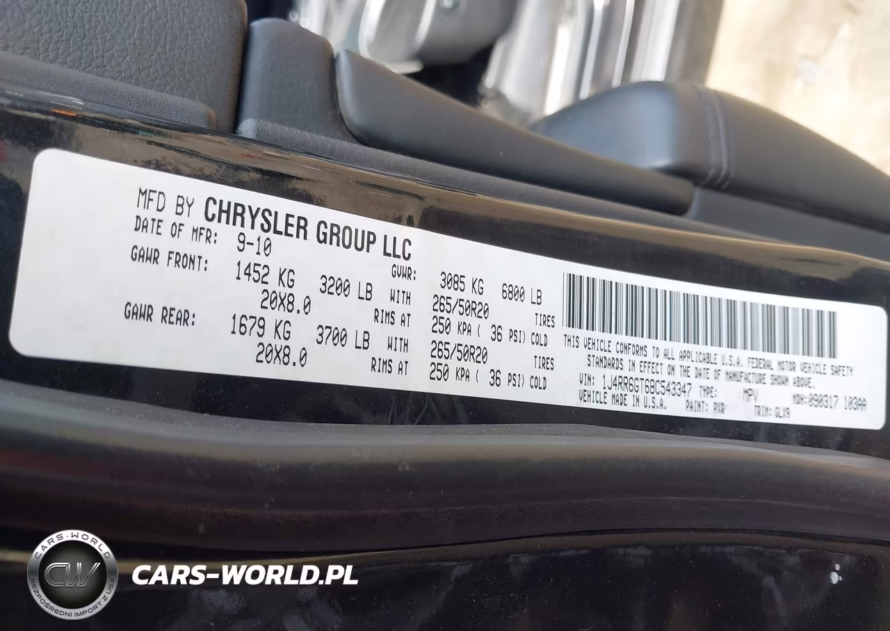 2011 Jeep Grand Cherokee Overland VIN:1J4RR6GT6BC543347 - 9