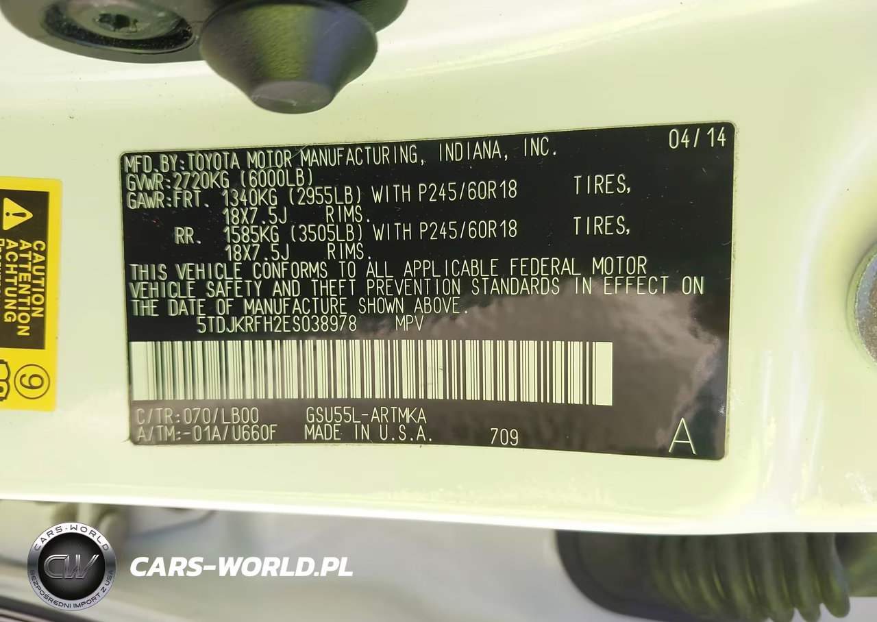 2014 Toyota Highlander Xle V6 VIN:5TDJKRFH2ES038978 - 9