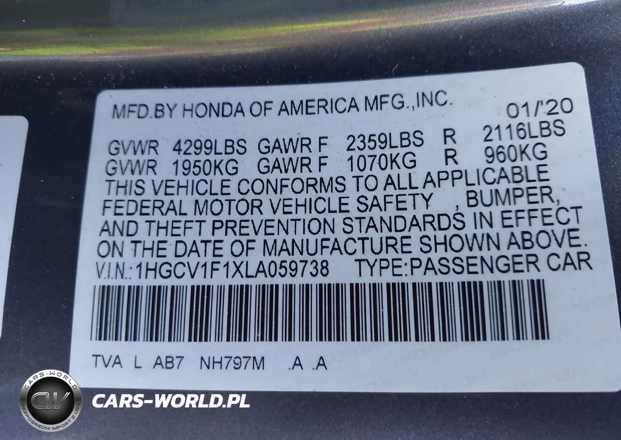 2020 Honda Accord Lx VIN:1HGCV1F1XLA059738 - 9
