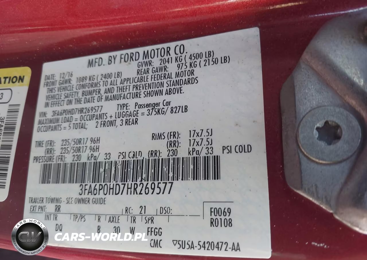 2017 Ford Fusion Se VIN:3FA6P0HD7HR269577 - 9