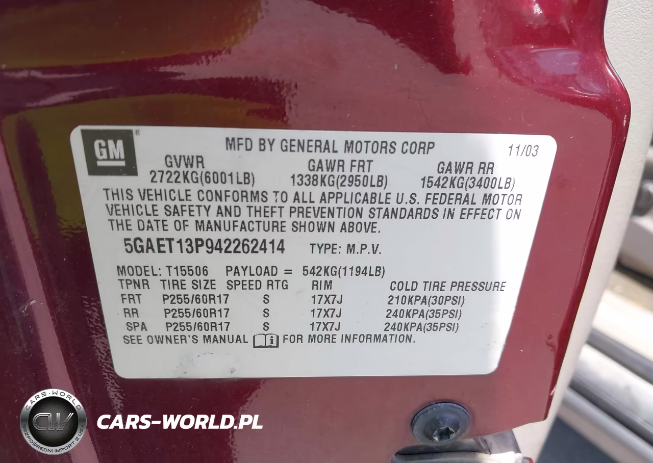 2004 Buick Rainier Cxl VIN:5GAET13P942262414 - 9