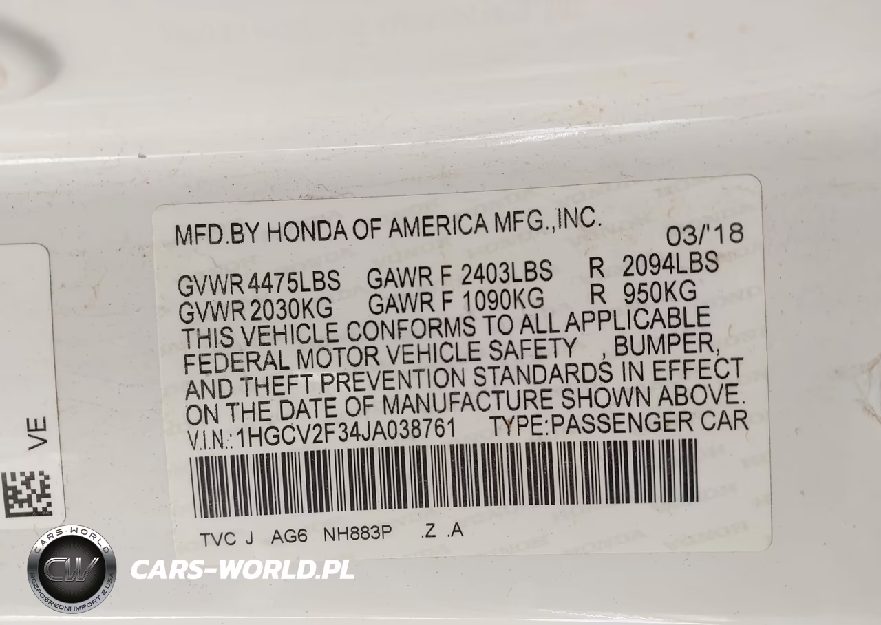 2018 Honda Accord Sport 2.0T VIN:1HGCV2F34JA038761 - 9