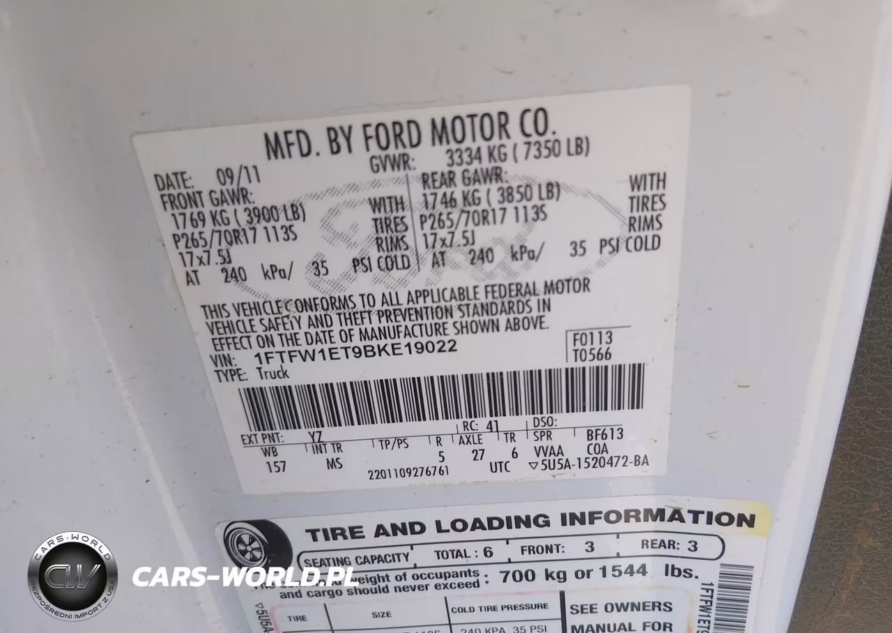 2011 Ford F-150 Fx4-King Ranch-Lariat-Platinum-Xlt VIN:1FTFW1ET9BKE19022 - 9