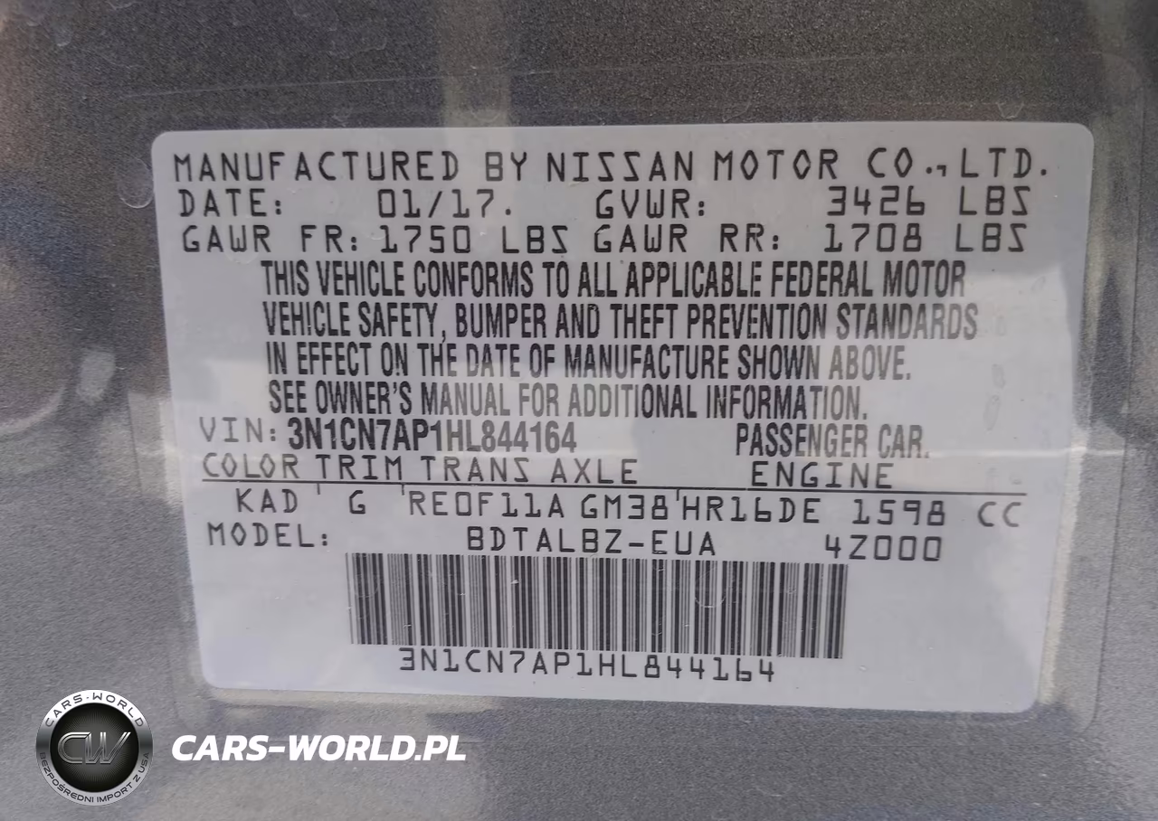 2017 Nissan Versa 1.6 Sv VIN:3N1CN7AP1HL844164 - 9