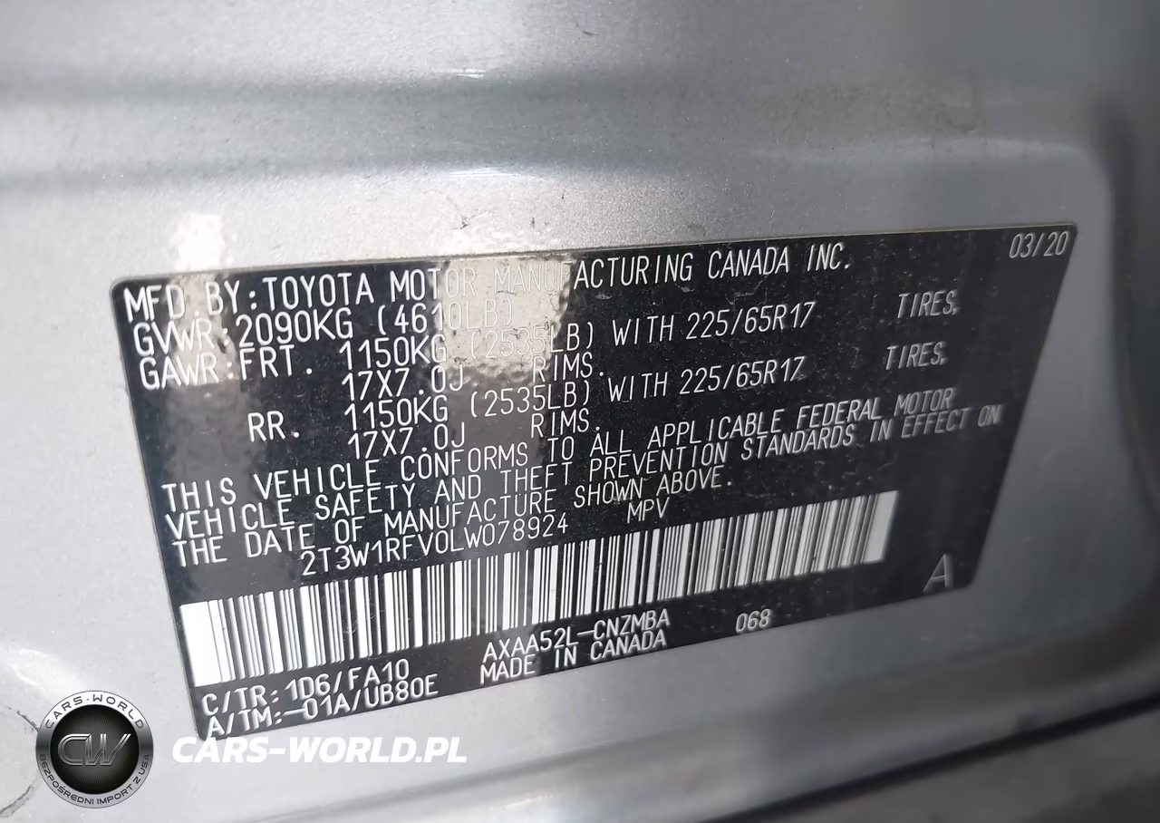 2020 Toyota Rav4 Xle VIN:2T3W1RFV0LW078924 - 9