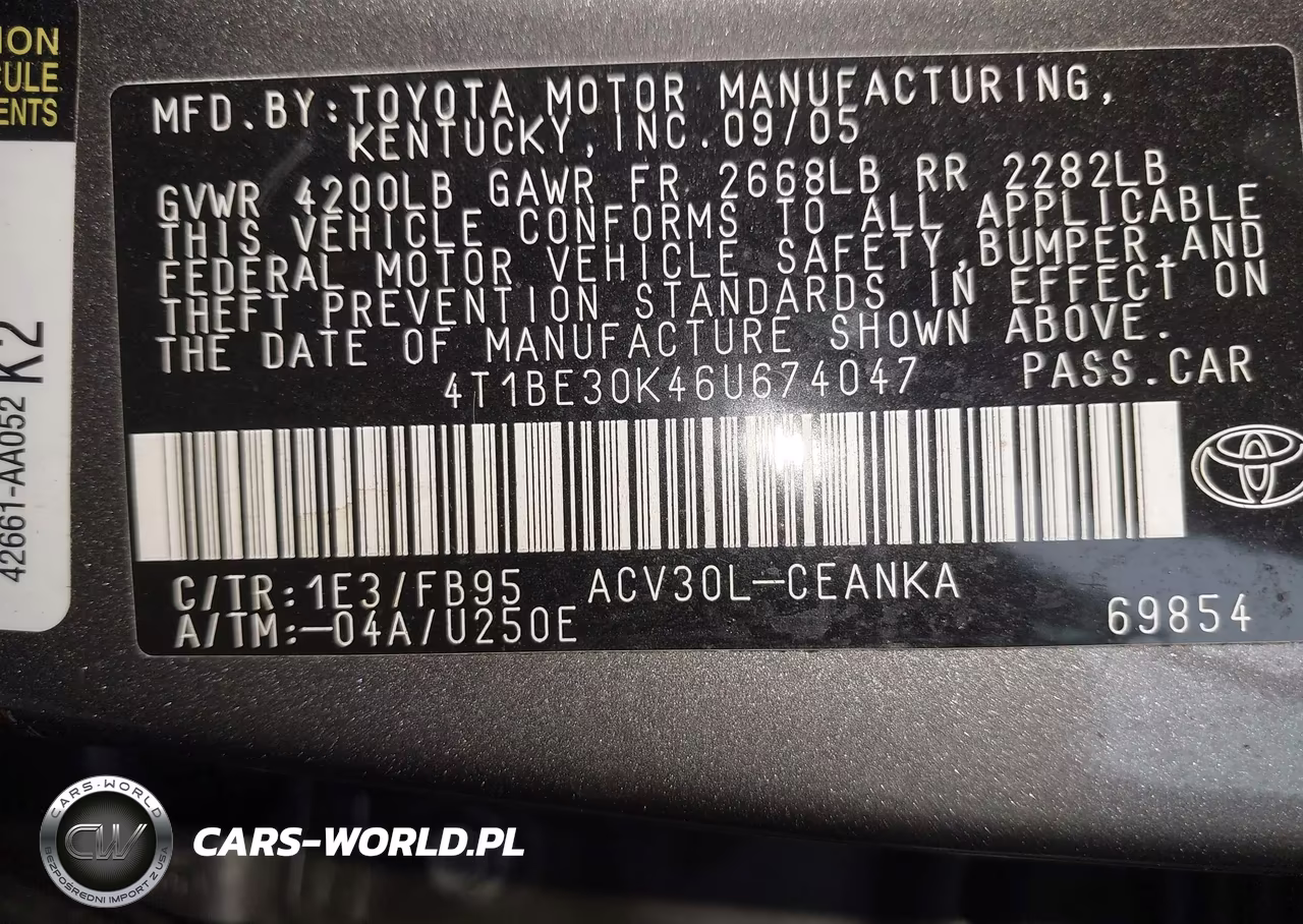 2006 Toyota Camry Le VIN:4T1BE30K46U674047 - 9