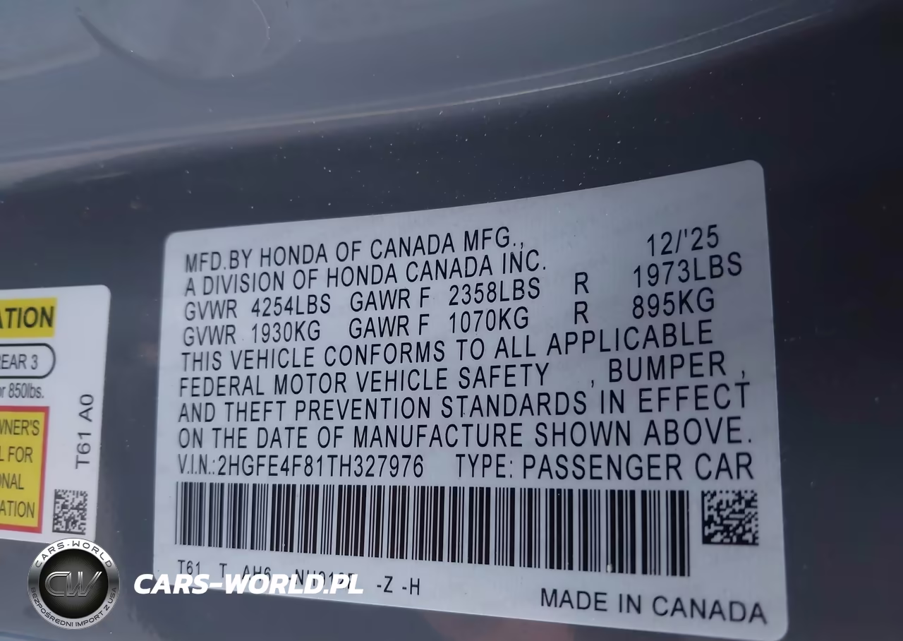 2026 Honda Civic Hybrid Sport-Sport Touring VIN:2HGFE4F81TH327976 - 9