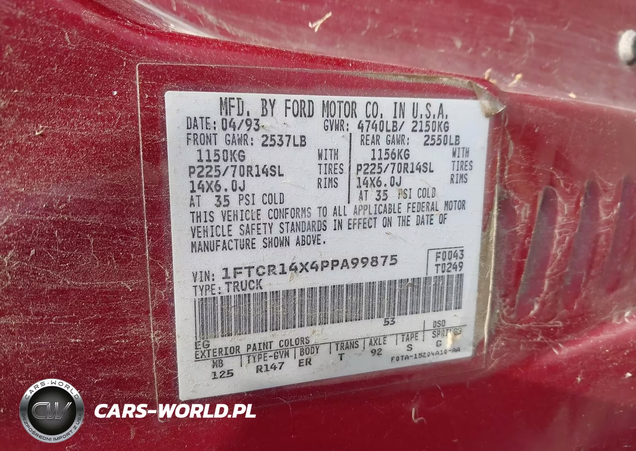 1993 Ford Ranger Super Cab VIN:1FTCR14X4PPA99875 - 9