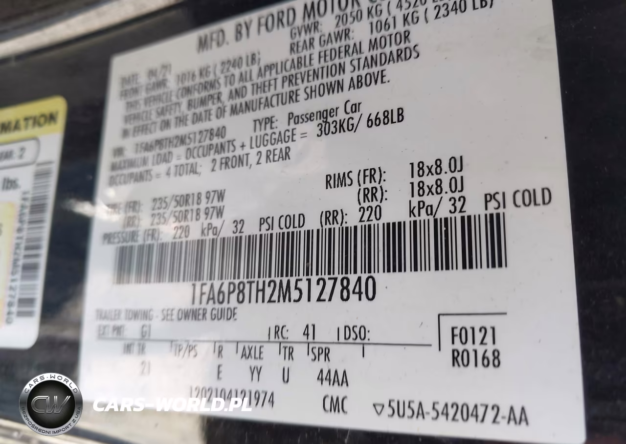 2021 Ford Mustang Ecoboost Fastback VIN:1FA6P8TH2M5127840 - 9