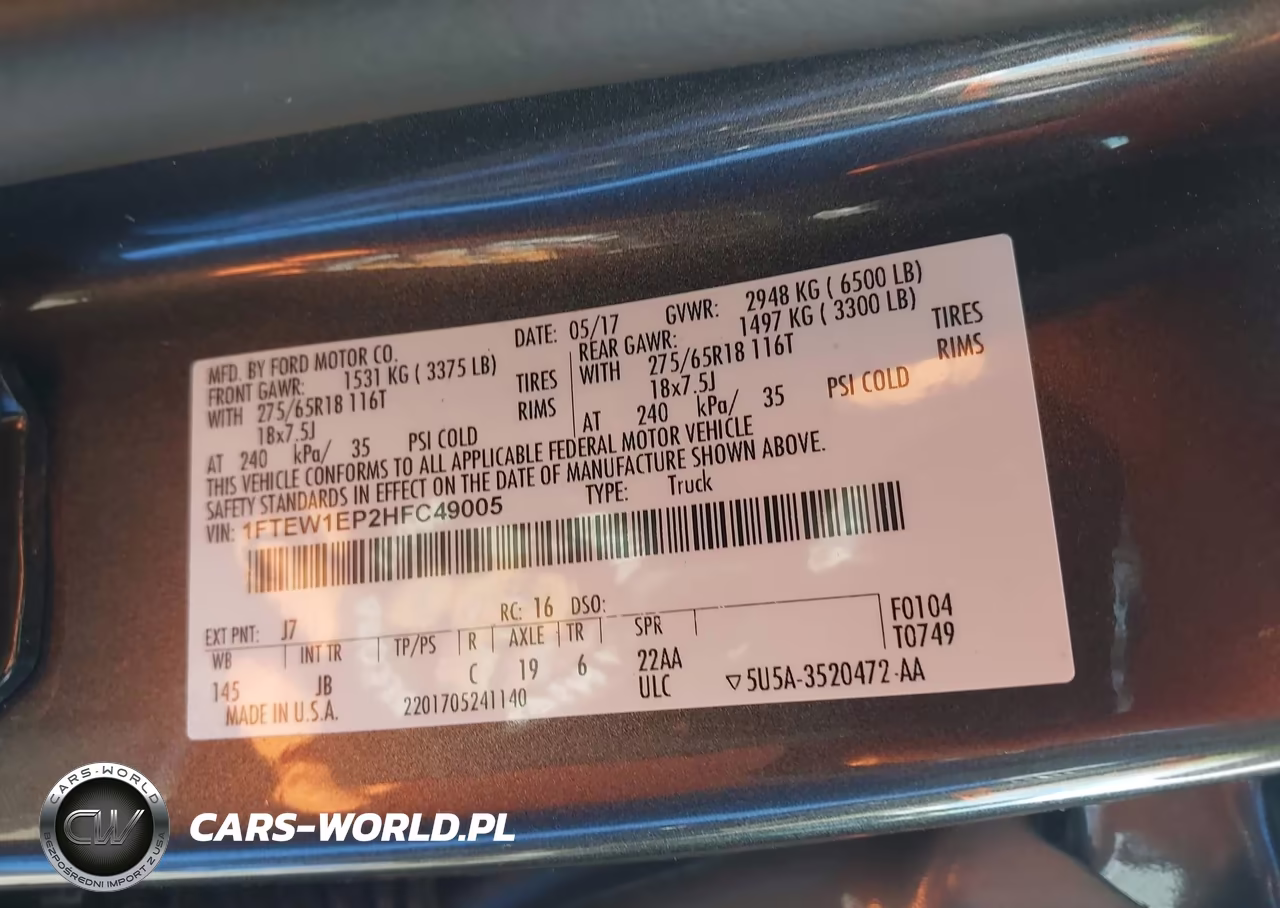 2017 Ford F-150 Lariat-Xl-Xlt VIN:1FTEW1EP2HFC49005 - 9