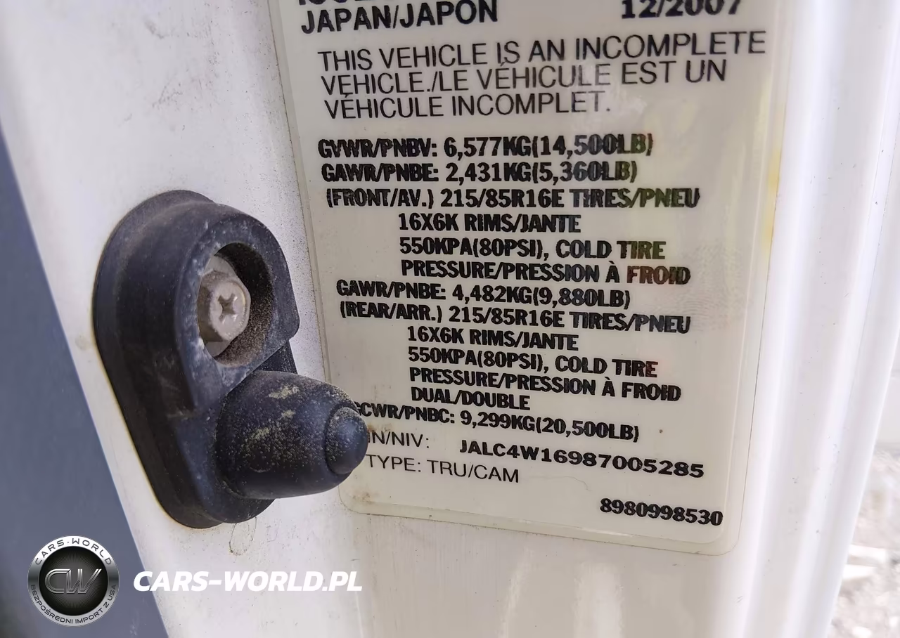 2008 Isuzu Dsl Reg VIN:JALC4W16987005285 - 8