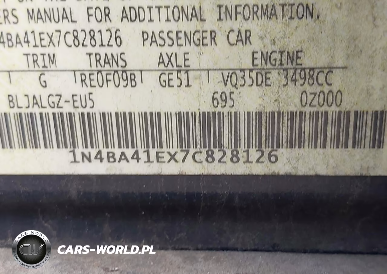 2007 Nissan Maxima 3.5 Sl VIN:1N4BA41EX7C828126 - 9