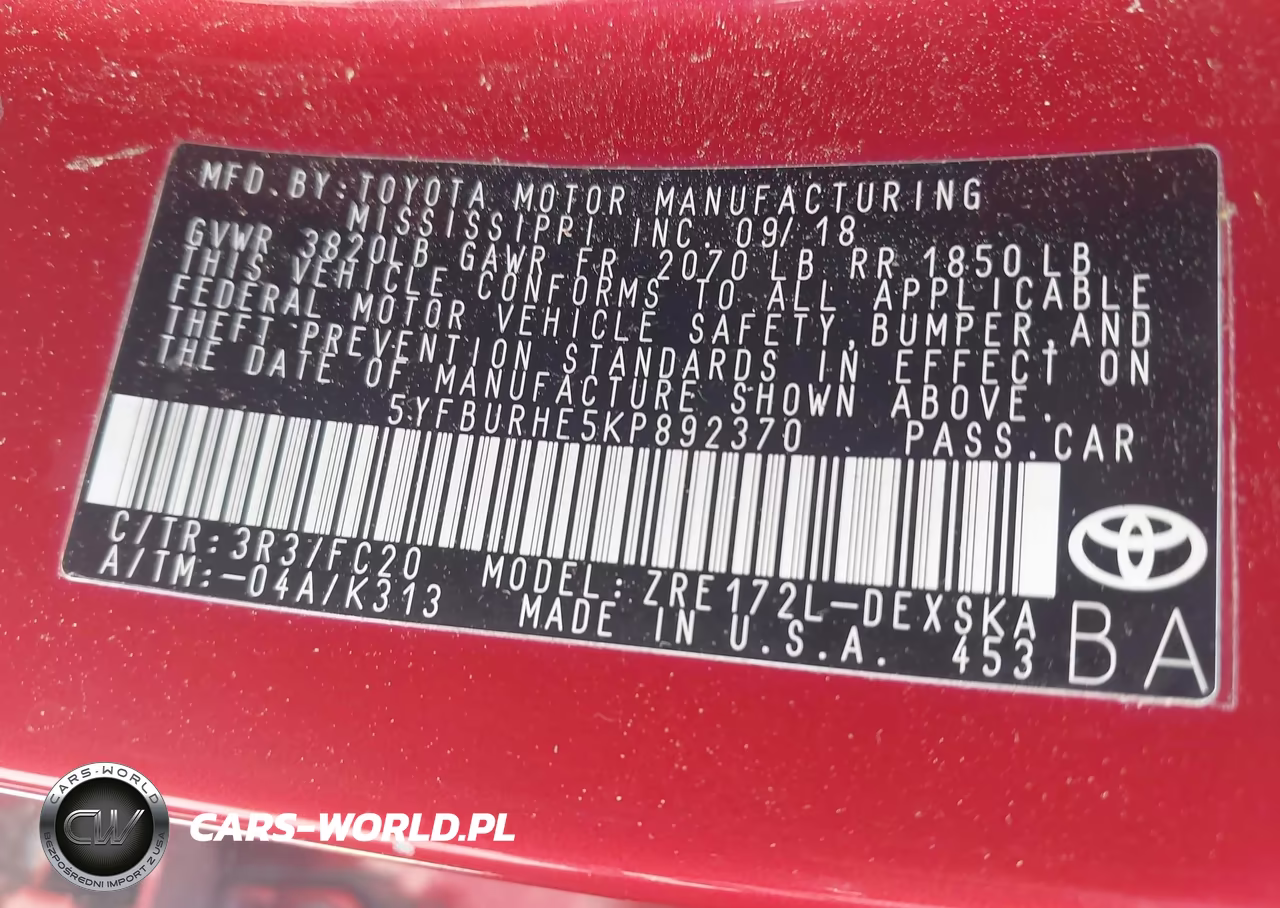 2019 Toyota Corolla Se VIN:5YFBURHE5KP892370 - 9