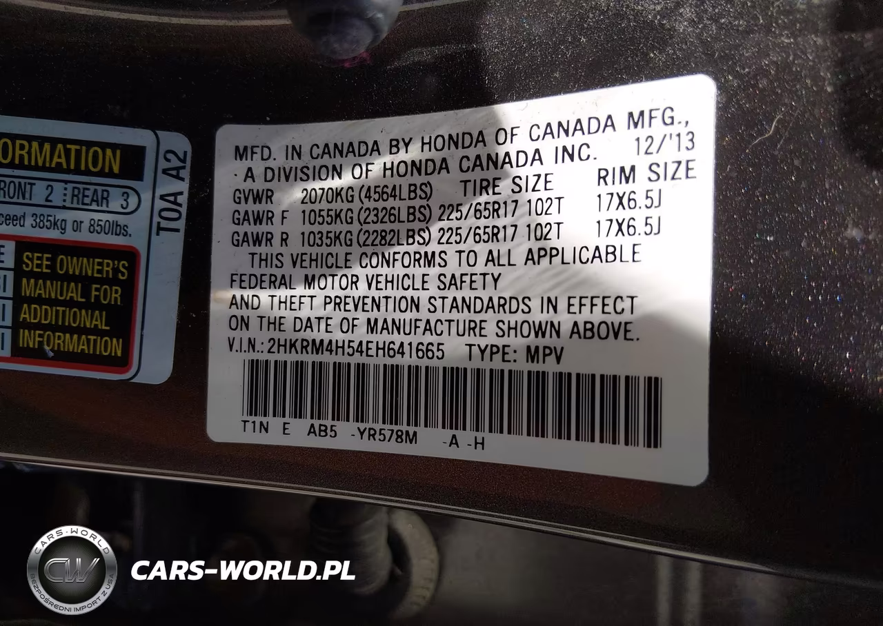 2014 Honda Cr-V Ex VIN:2HKRM4H54EH641665 - 9