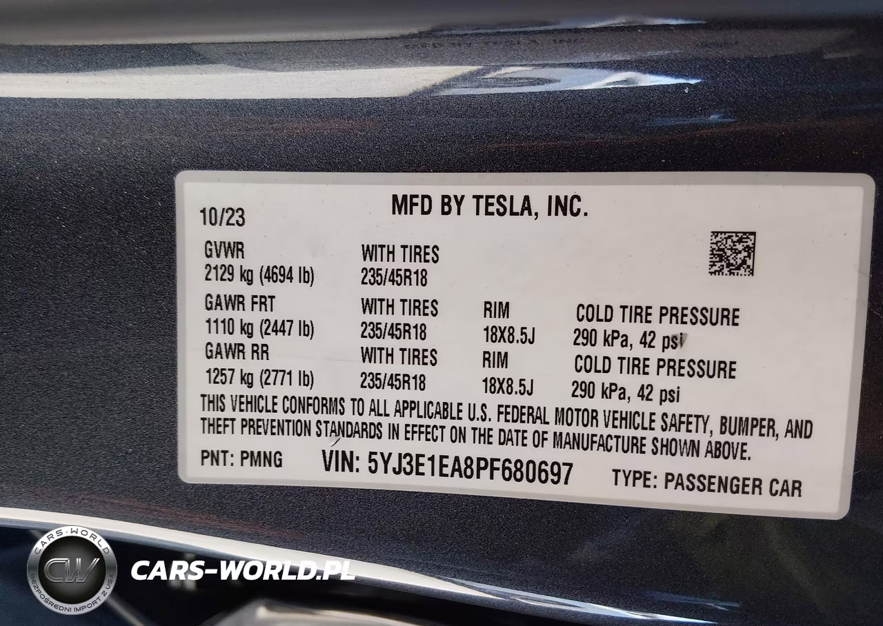2023 Tesla Model 3 Rear-Wheel Drive VIN:5YJ3E1EA8PF680697 - 9