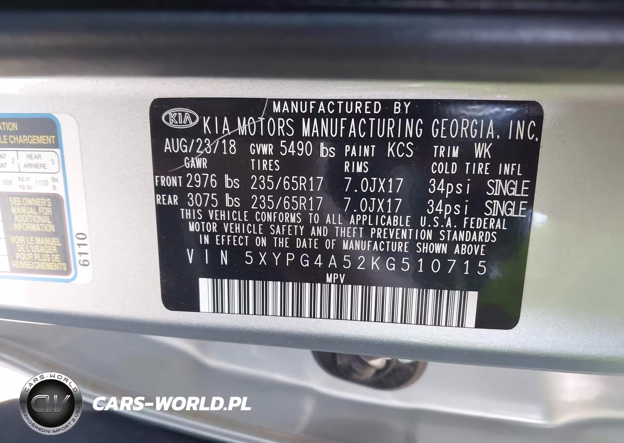 2019 Kia Sorento 3.3L Lx VIN:5XYPG4A52KG510715 - 9