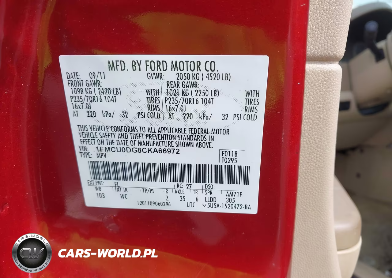 2012 Ford Escape Xlt VIN:1FMCU0DG8CKA66972 - 9