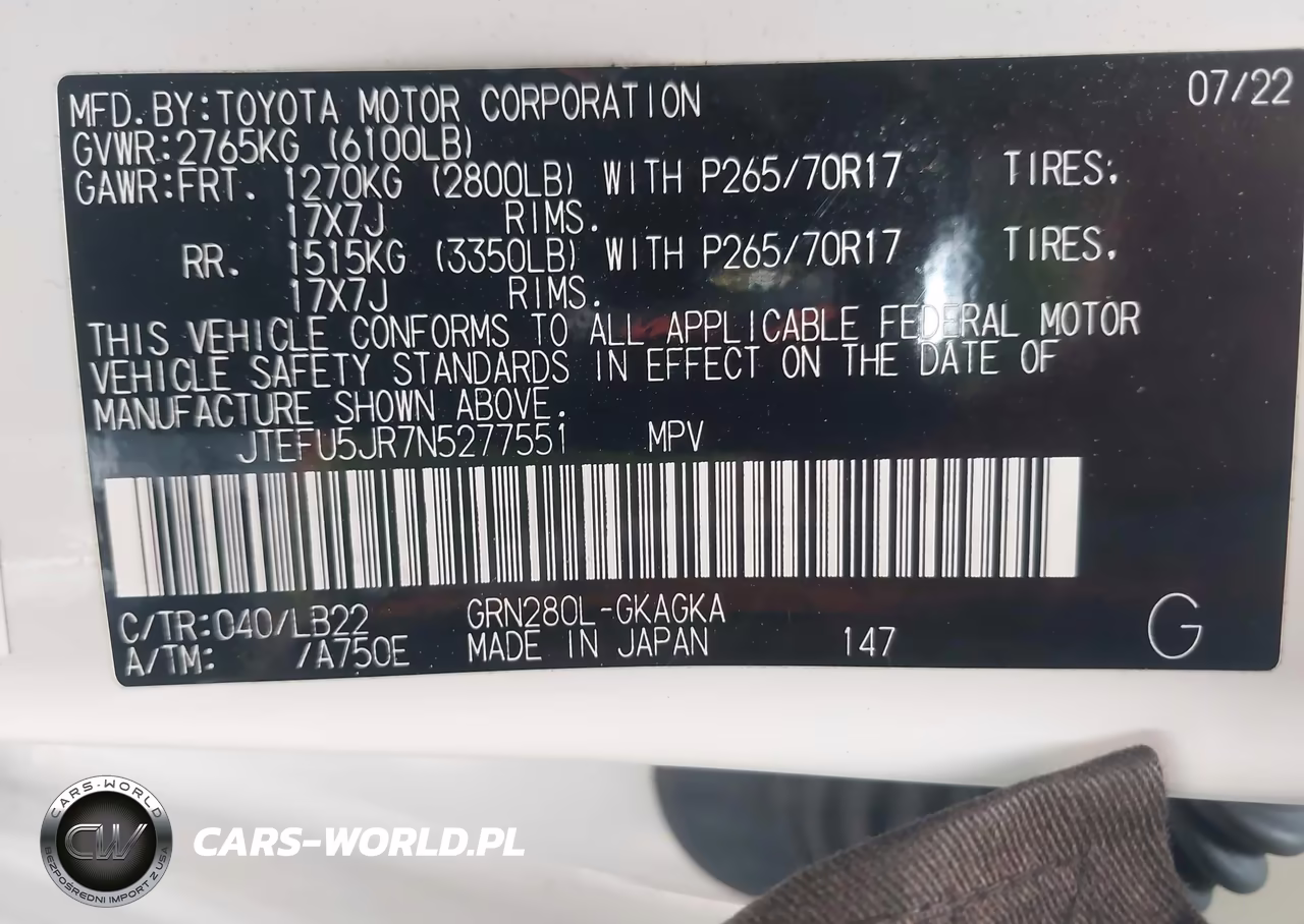 2022 Toyota 4Runner Sr5 Premium VIN:JTEFU5JR7N5277551 - 9