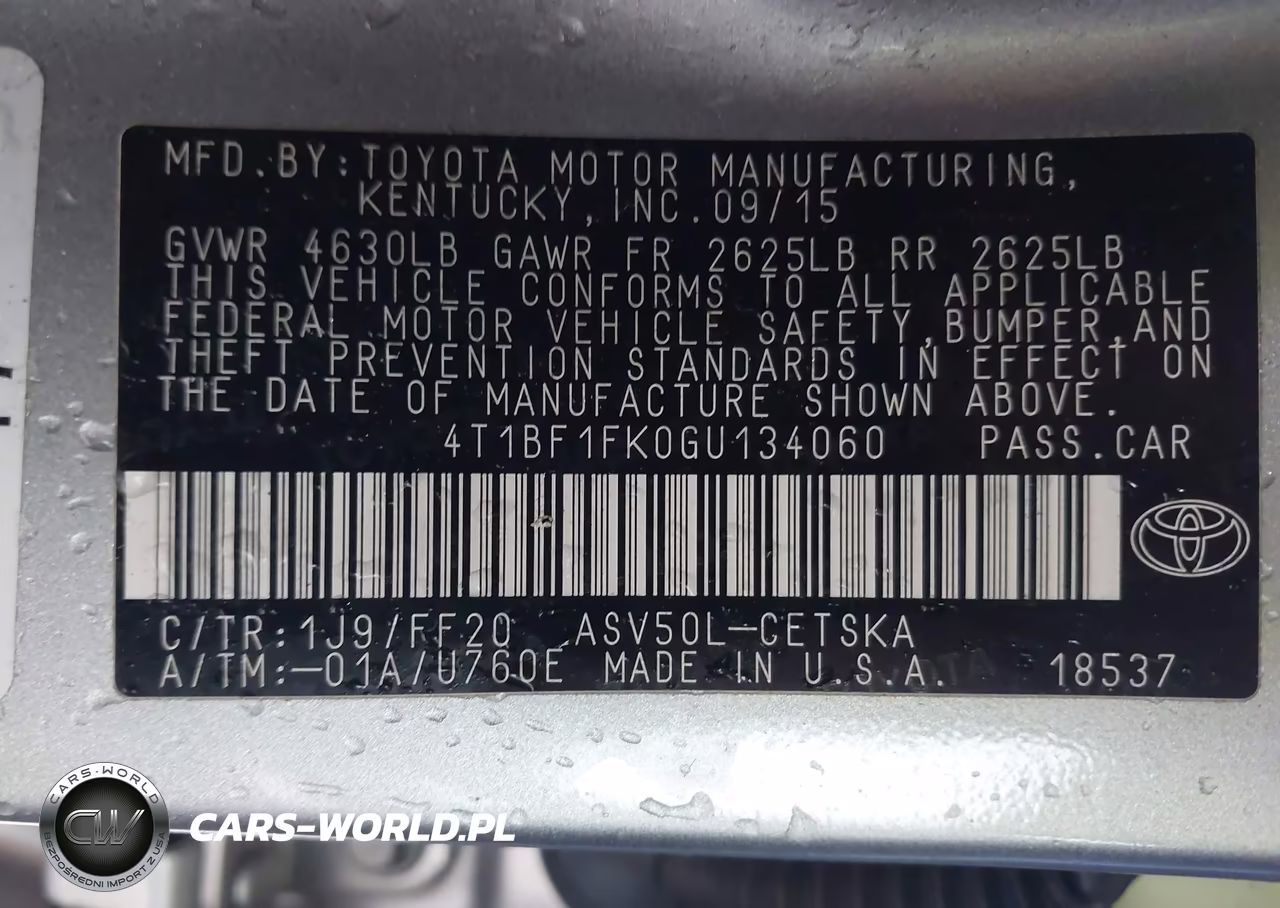 2016 Toyota Camry Se VIN:4T1BF1FK0GU134060 - 9