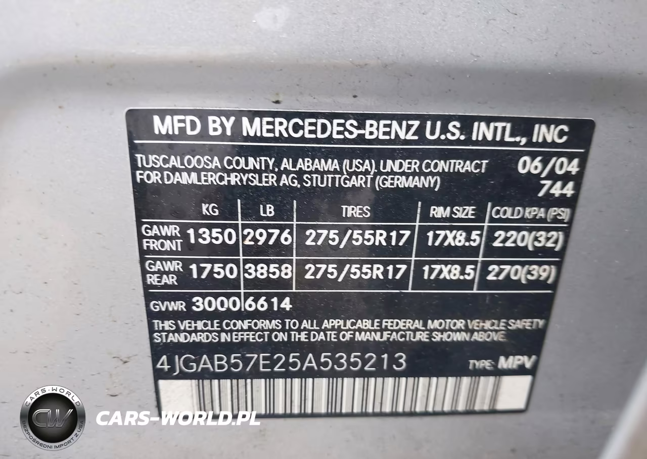 2005 Mercedes-Benz Ml 350 4Matic VIN:4JGAB57E25A535213 - 9