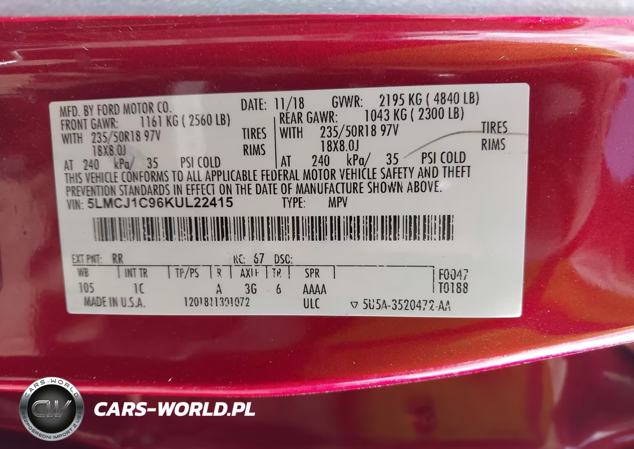 2019 Lincoln Mkc Standard VIN:5LMCJ1C96KUL22415 - 9