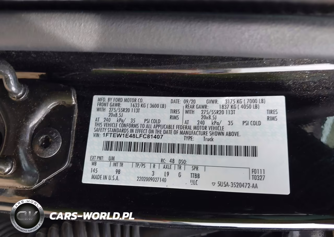 2020 Ford F-150 Platinum VIN:1FTEW1E48LFC81407 - 9