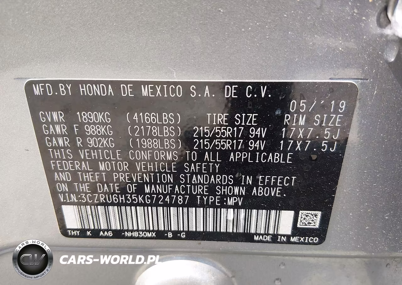 2019 Honda Hr-V Lx VIN:3CZRU6H35KG724787 - 9
