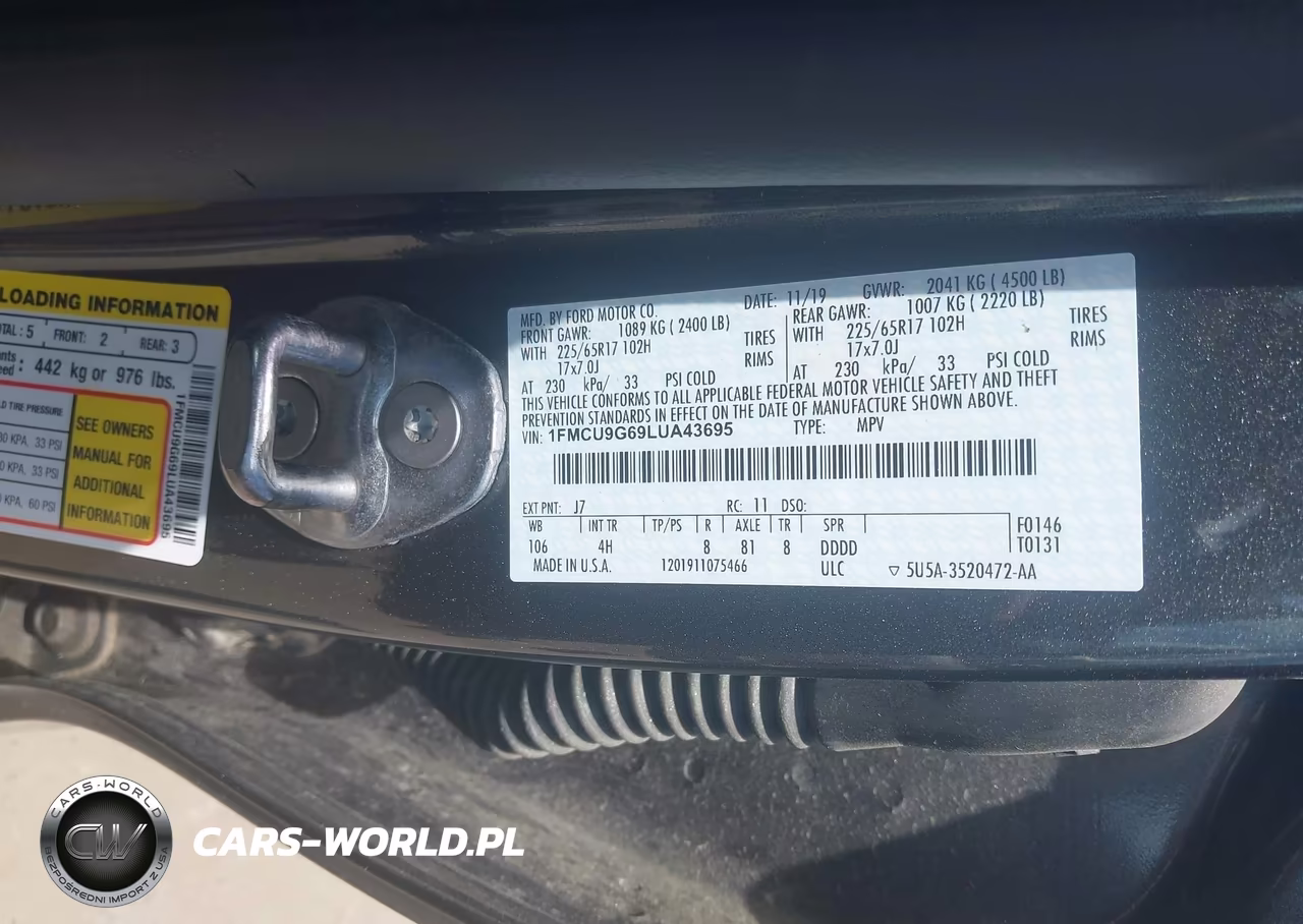 2020 Ford Escape Se VIN:1FMCU9G69LUA43695 - 9