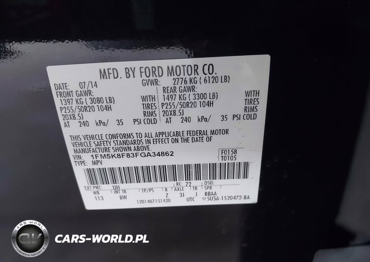 2015 Ford Explorer Limited VIN:1FM5K8F83FGA34862 - 9
