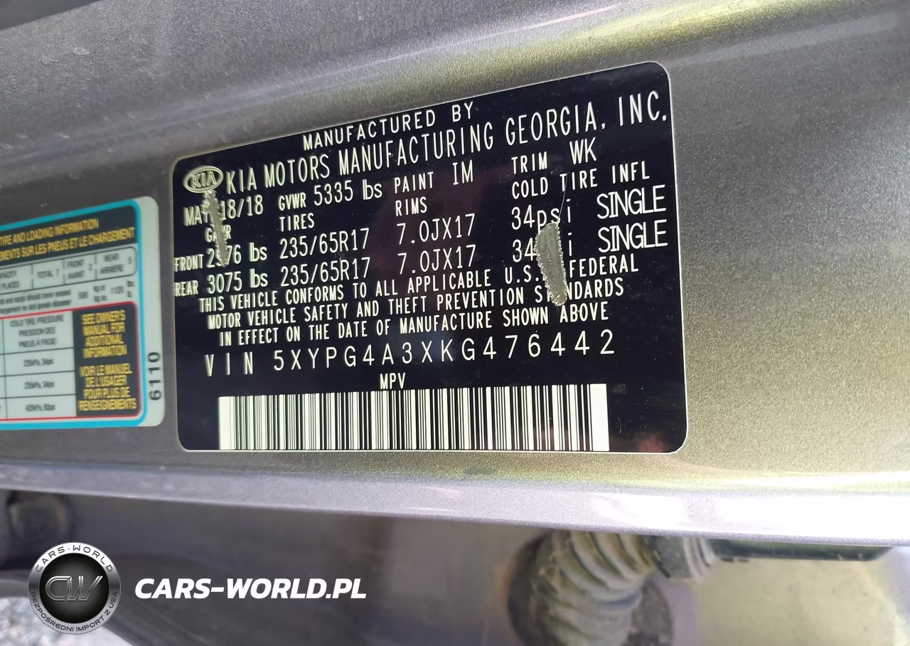 2019 Kia Sorento 2.4L L VIN:5XYPG4A3XKG476442 - 9