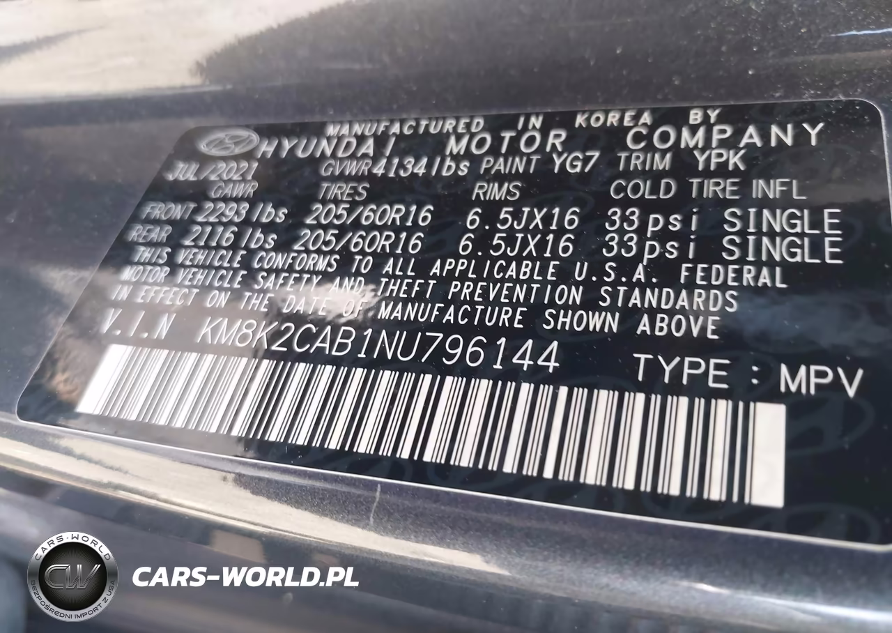 2022 Hyundai Kona Se VIN:KM8K2CAB1NU796144 - 9