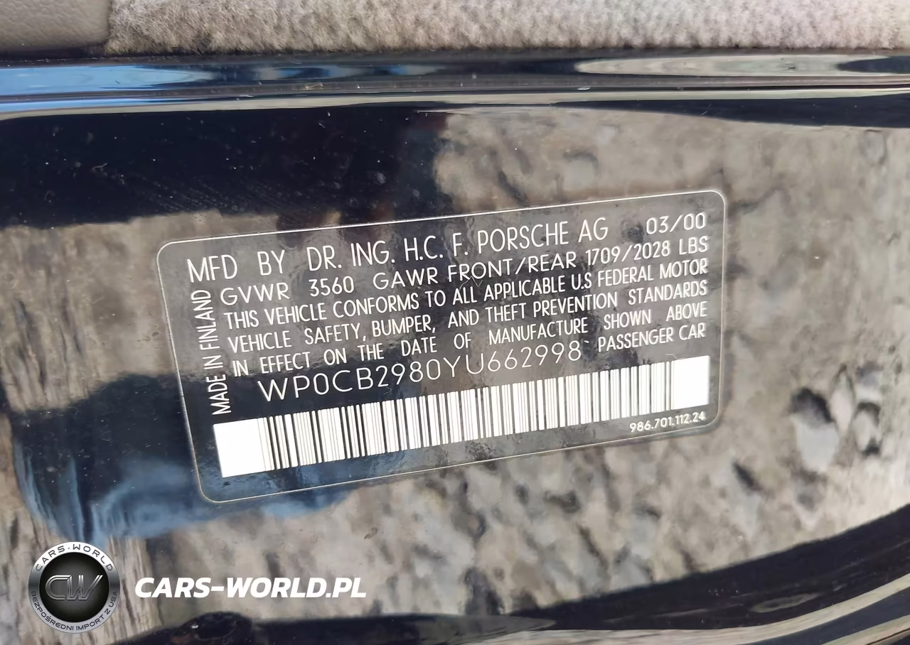 2000 Porsche Boxster S VIN:WP0CB2980YU662998 - 9