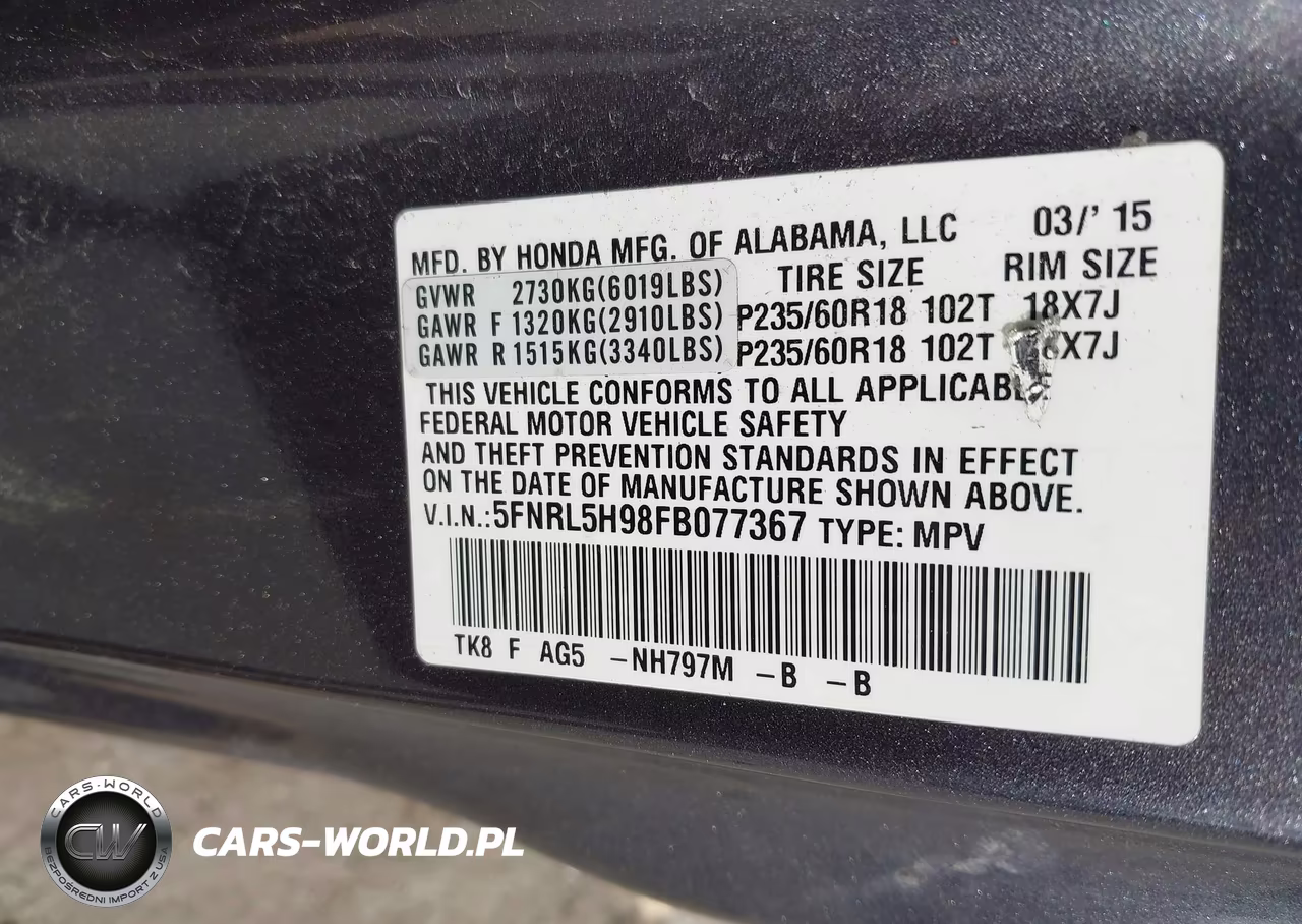 2015 Honda Odyssey Touring-Touring Elite VIN:5FNRL5H98FB077367 - 9