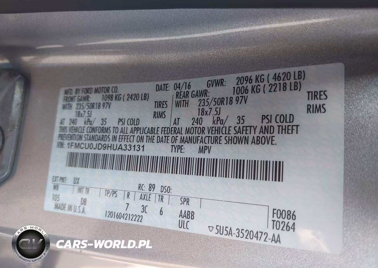 2017 Ford Escape Titanium VIN:1FMCU0JD9HUA33131 - 9