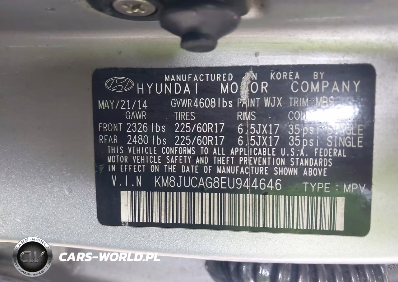 2014 Hyundai Tucson Se VIN:KM8JUCAG8EU944646 - 9