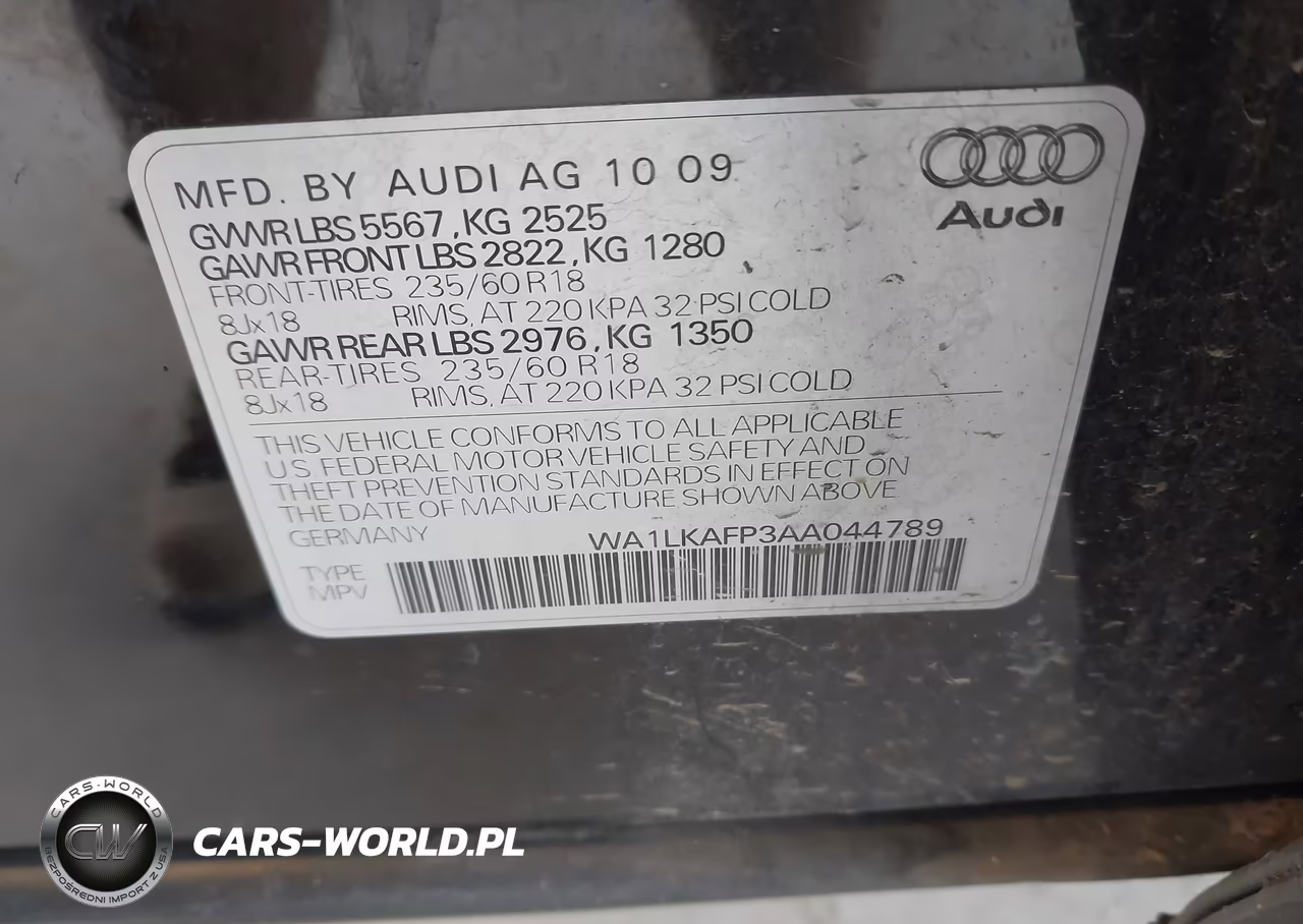 2010 Audi Q5 3.2 Premium VIN:WA1LKAFP3AA044789 - 9