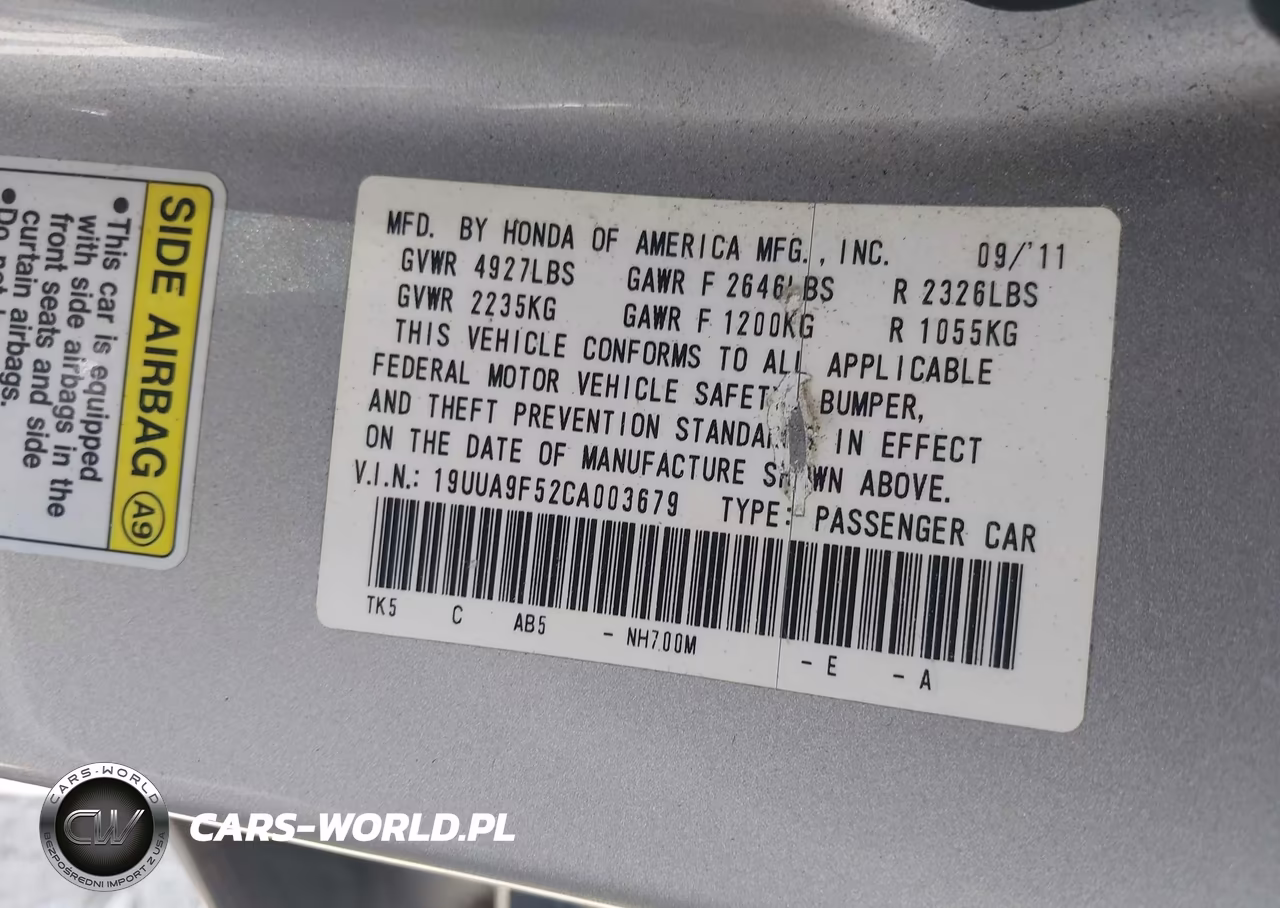 2012 Acura Tl 3.7 VIN:19UUA9F52CA003679 - 9