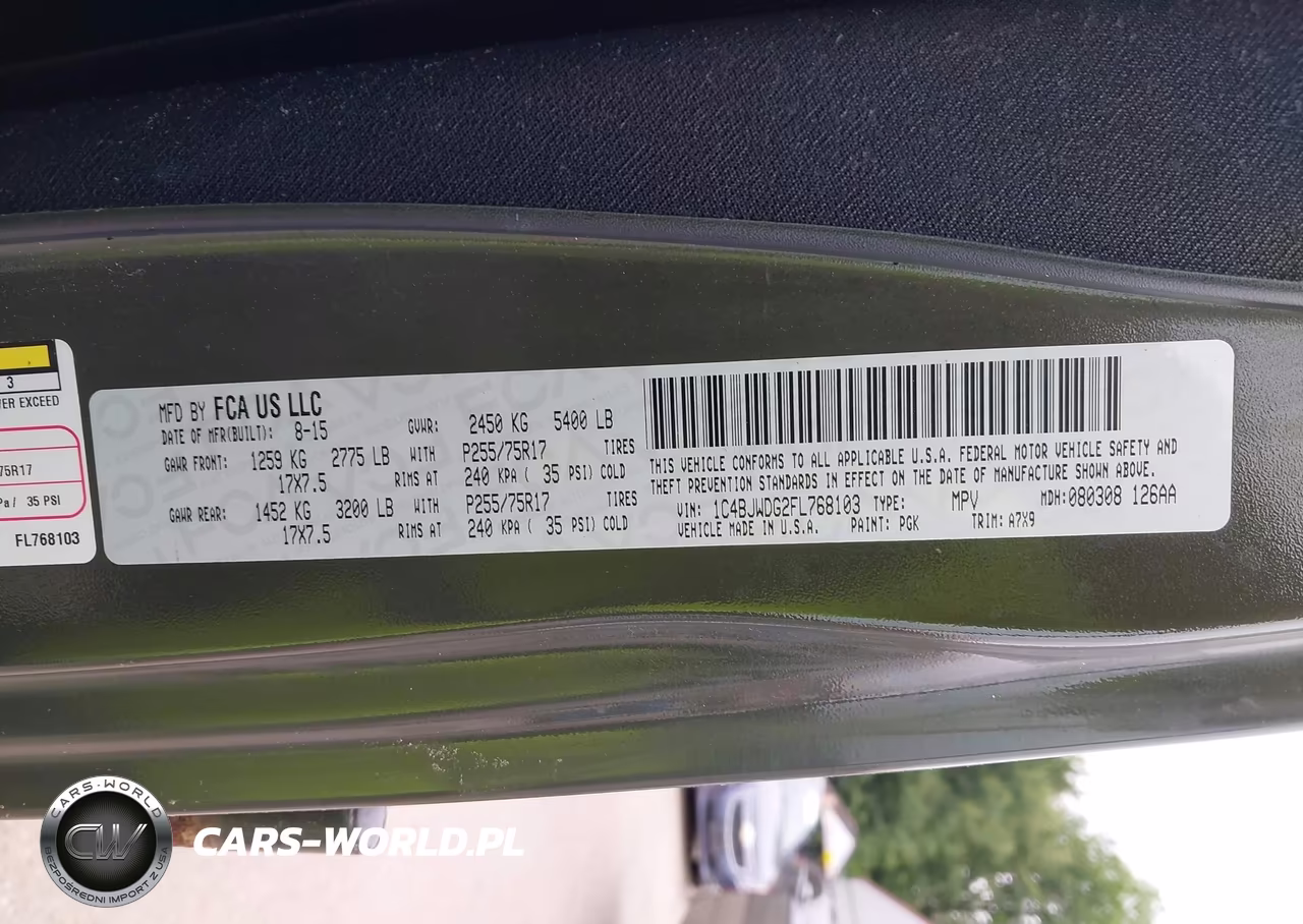 2015 Jeep Wrangler Unlimited Sport VIN:1C4BJWDG2FL768103 - 9