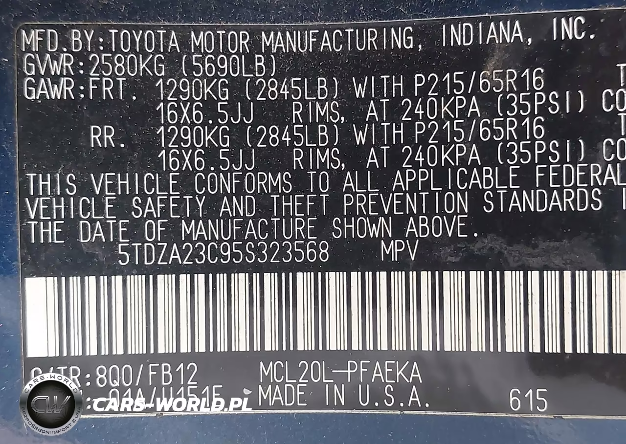 2005 Toyota Sienna Le VIN:5TDZA23C95S323568 - 9