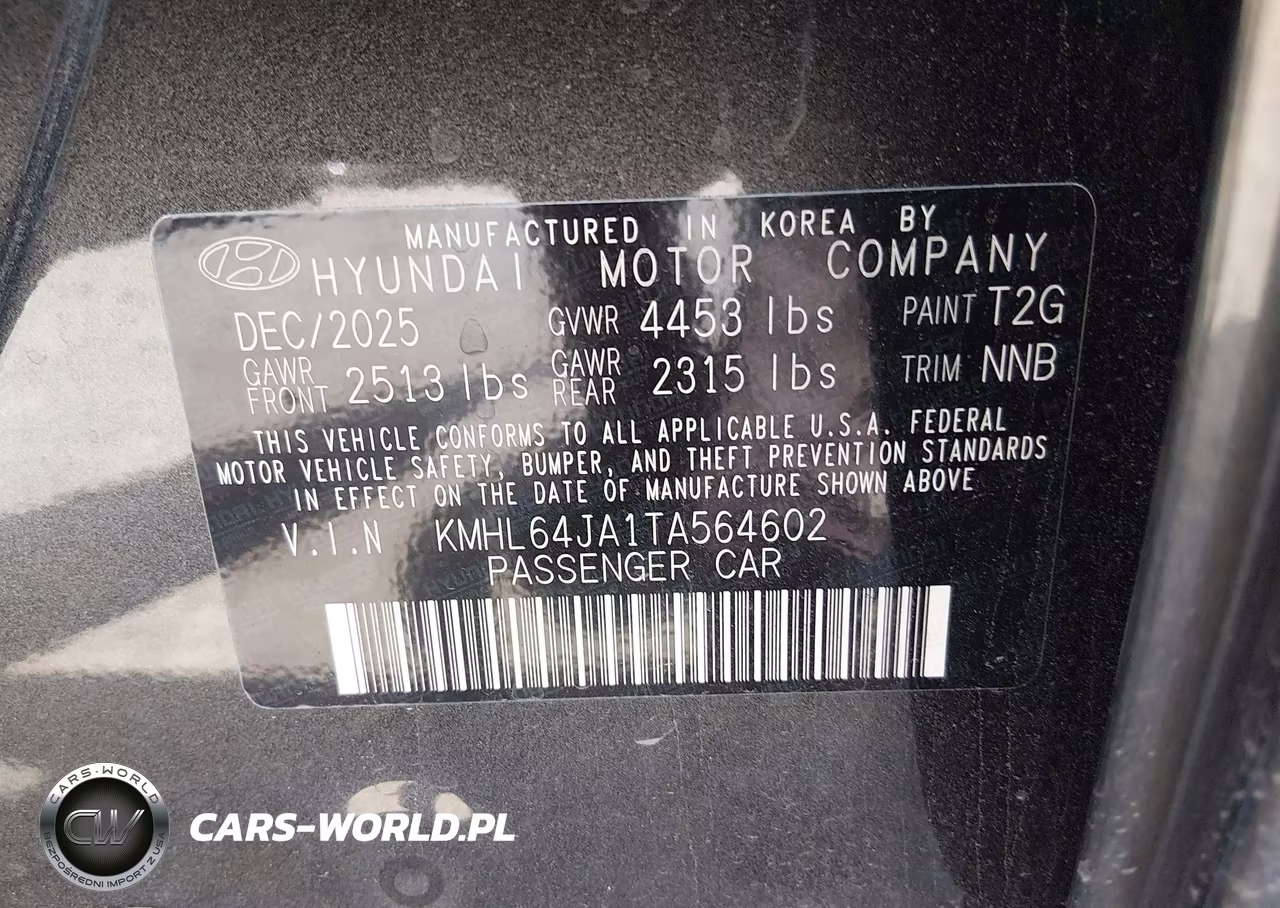 2026 Hyundai Sonata Sel Sport VIN:KMHL64JA1TA564602 - 9