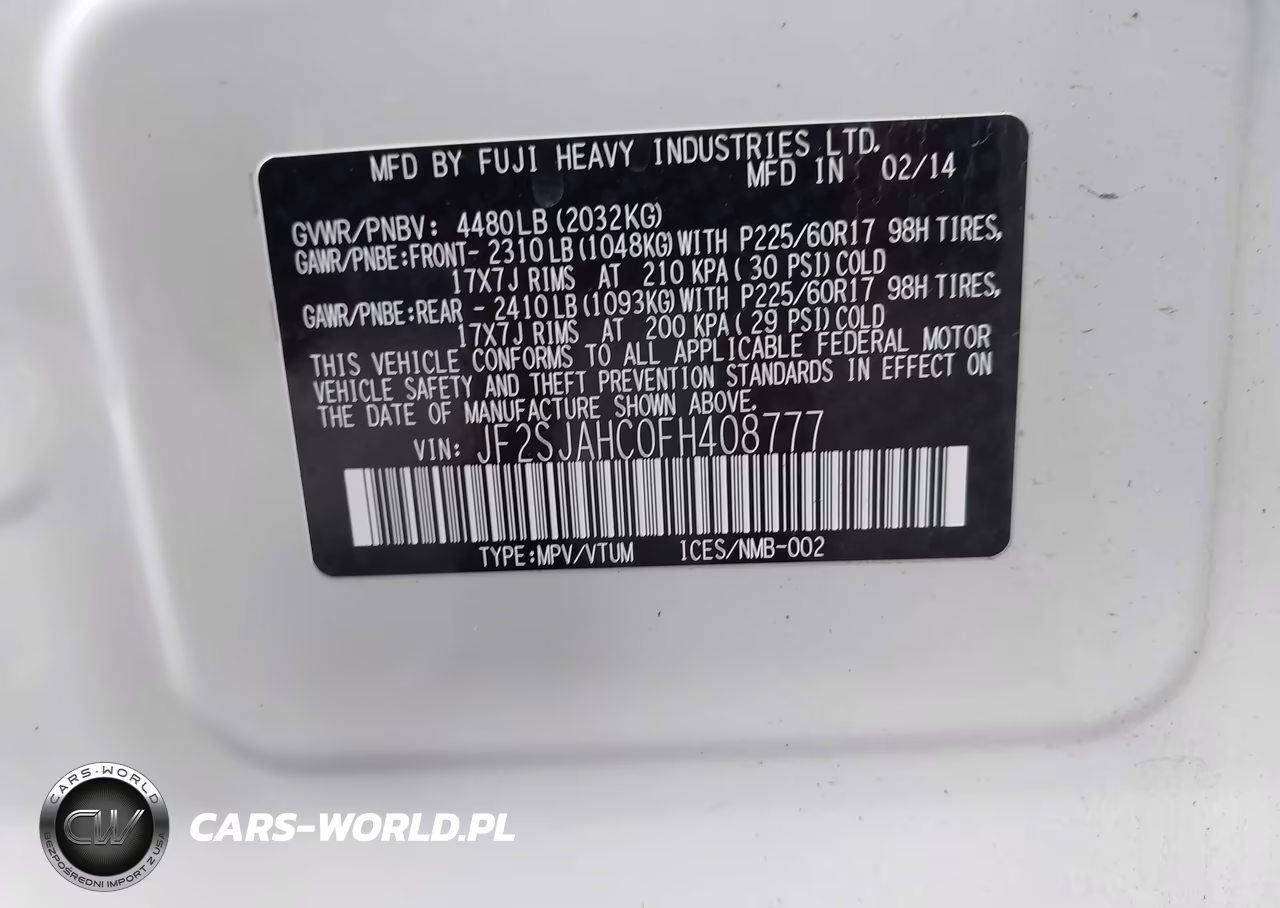 2015 Subaru Forester 2.5I Limited VIN:JF2SJAHC0FH408777 - 9