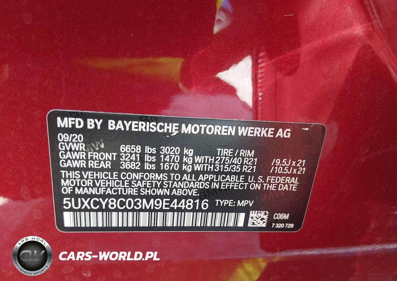 2021 BMW X6 M50I VIN:5UXCY8C03M9E44816 - 9