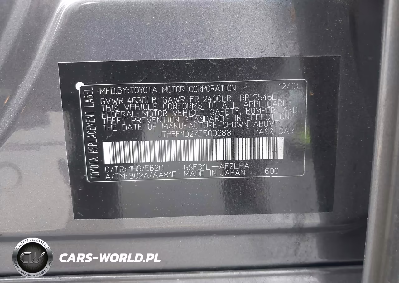 2014 Lexus Is 350 VIN:JTHBE1D27E5009881 - 9
