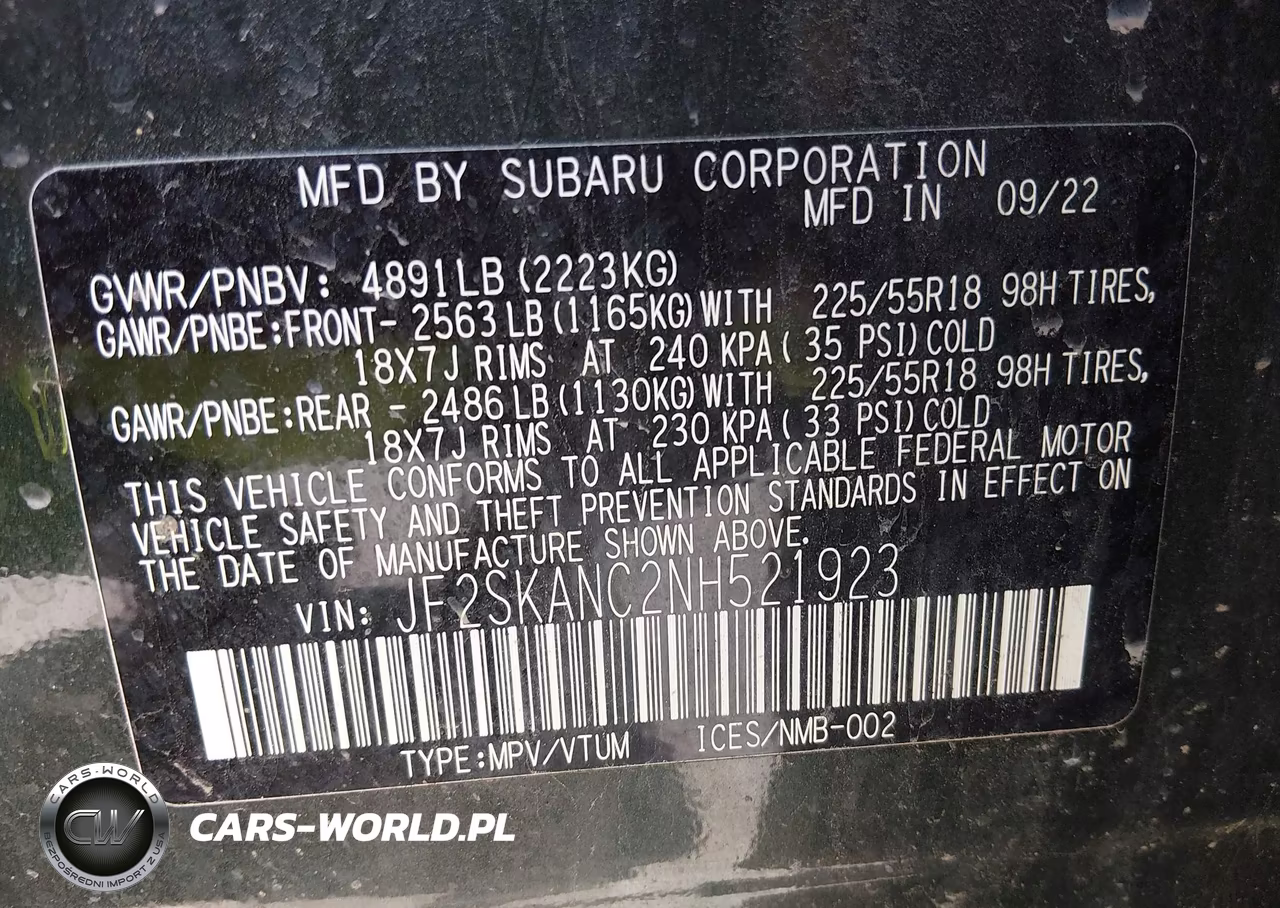 2022 Subaru Forester Limited VIN:JF2SKANC2NH521923 - 9