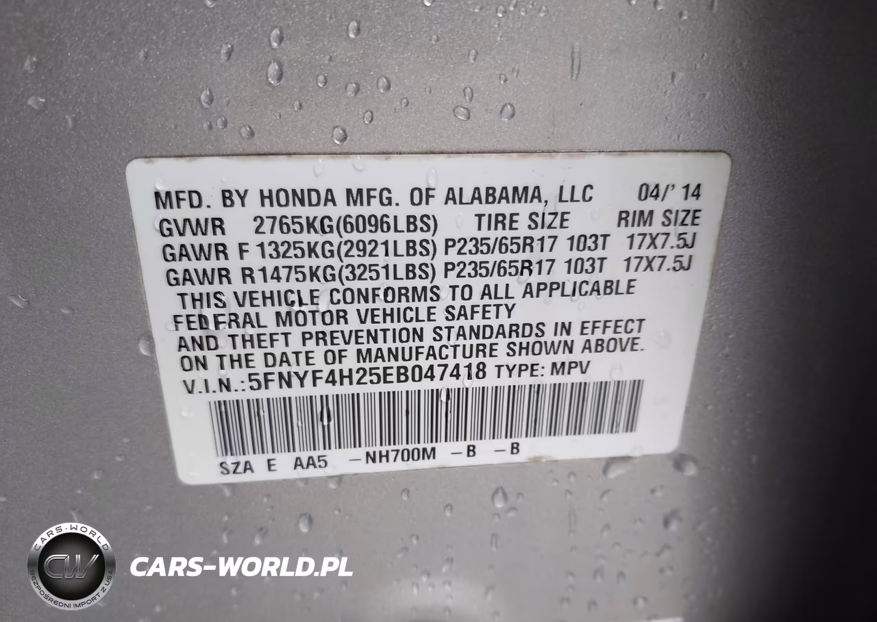 2014 Honda Pilot Lx VIN:5FNYF4H25EB047418 - 9