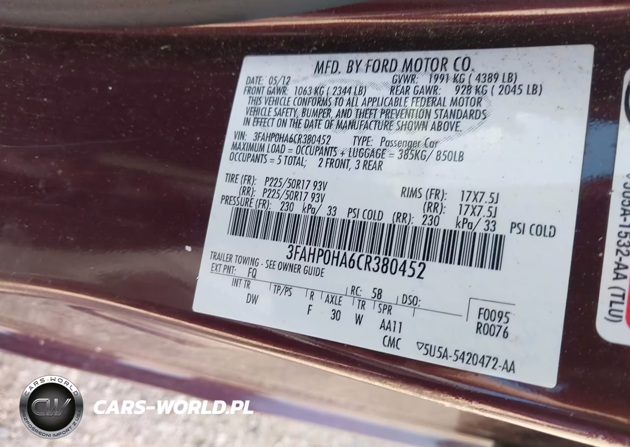 2012 Ford Fusion Se VIN:3FAHP0HA6CR380452 - 9