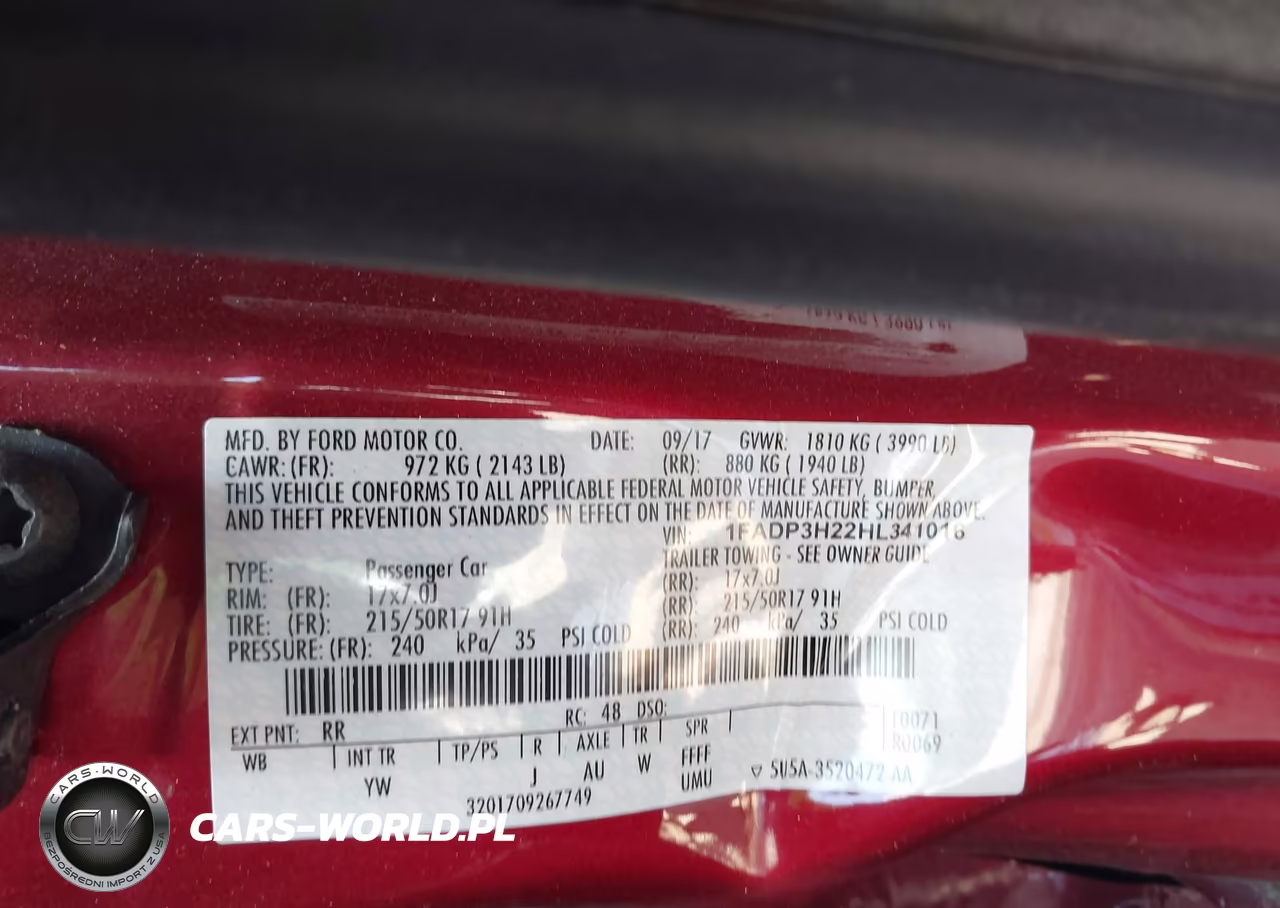 2017 Ford Focus Sel VIN:1FADP3H22HL341016 - 9