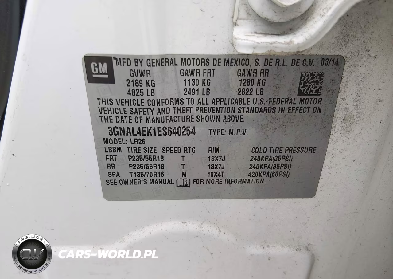 2014 Chevrolet Captiva Sport Fleet Ltz VIN:3GNAL4EK1ES640254 - 9