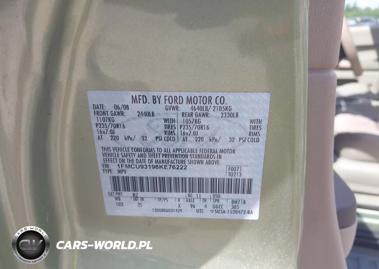 2008 Ford Escape Xlt VIN:1FMCU93198KE76222 - 9